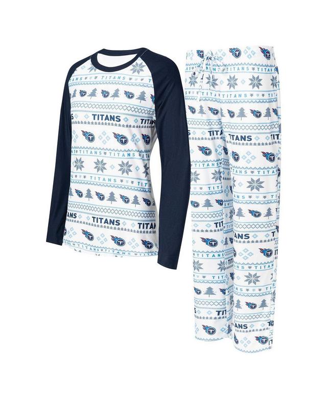 Womens Concepts Sport White Tennessee Titans TinselRaglan Long Sleeve T-shirt and Pants Sleep Set - White Product Image