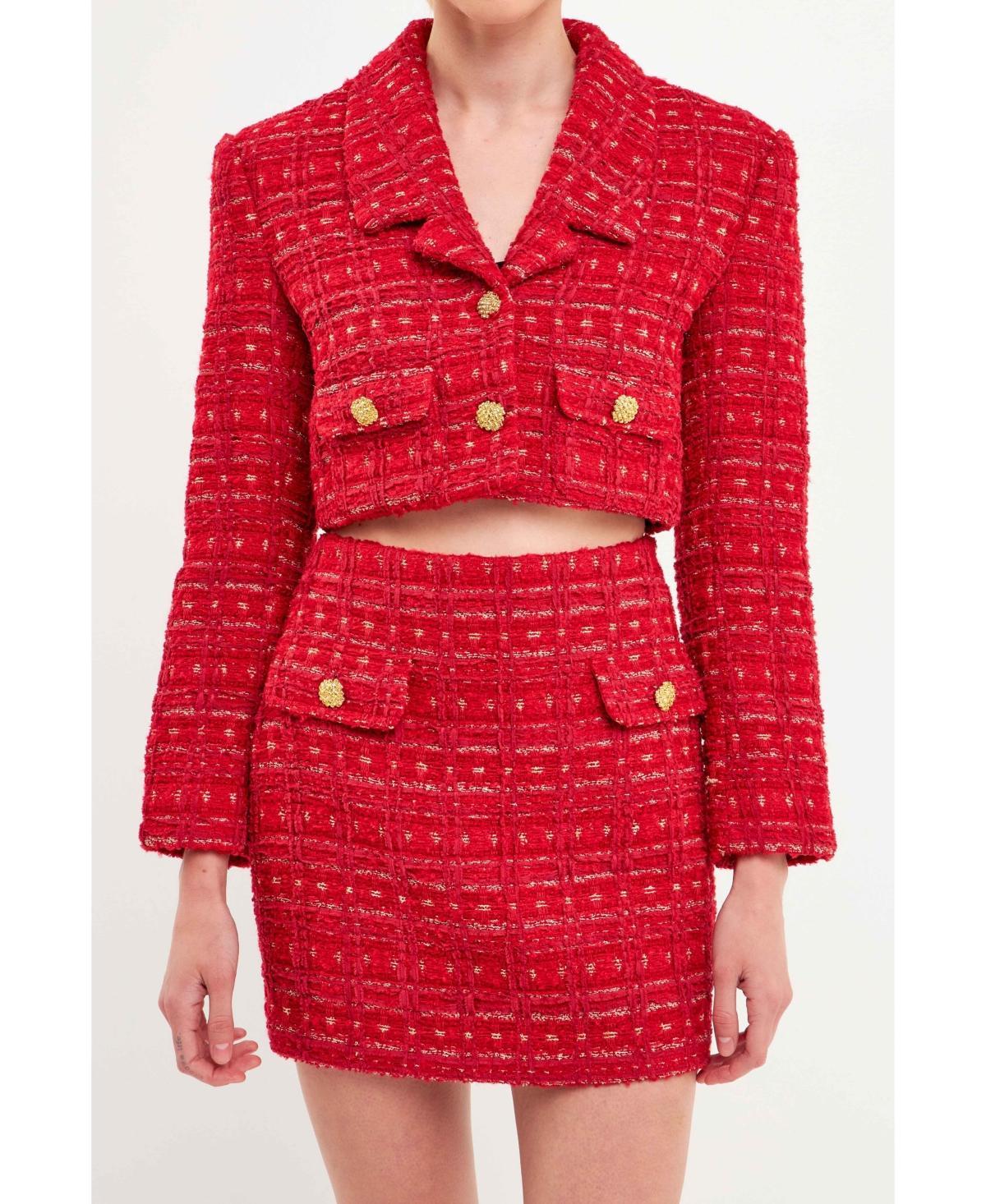 Womens Cropped Tweed Jacket Product Image