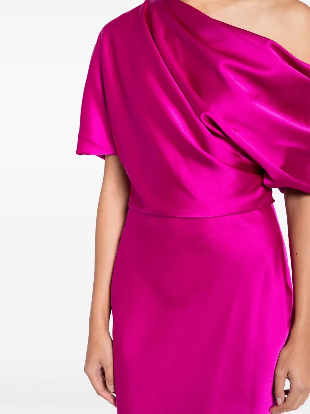 off-shoulder draped midi dress Product Image