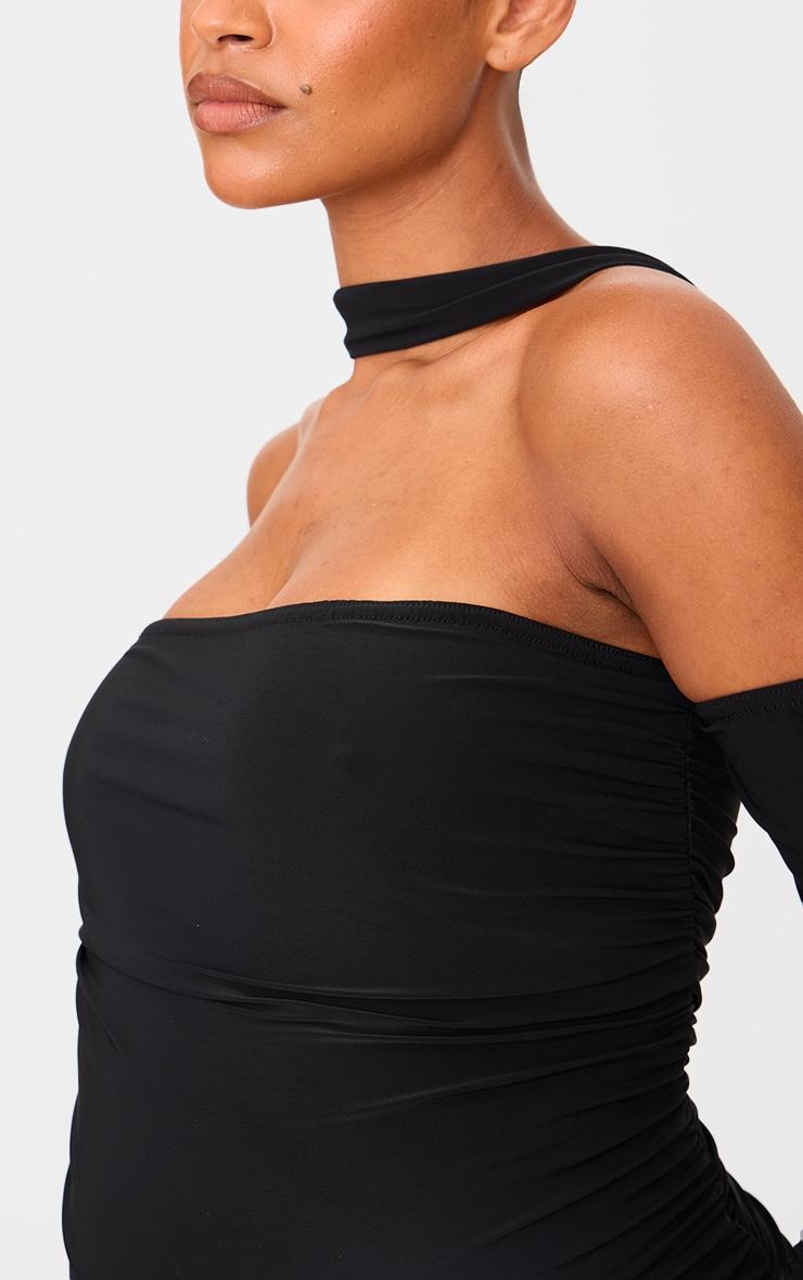 Maternity Black Slinky Choker Detail Ruched Midaxi Dress Product Image