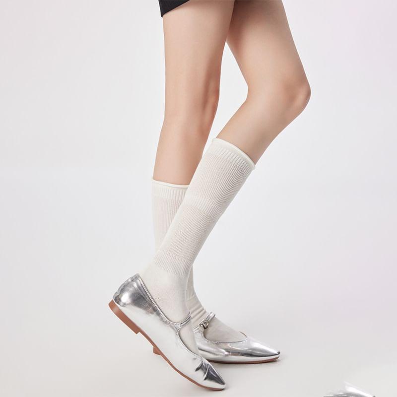 Plain Ribbed Tall Socks Product Image