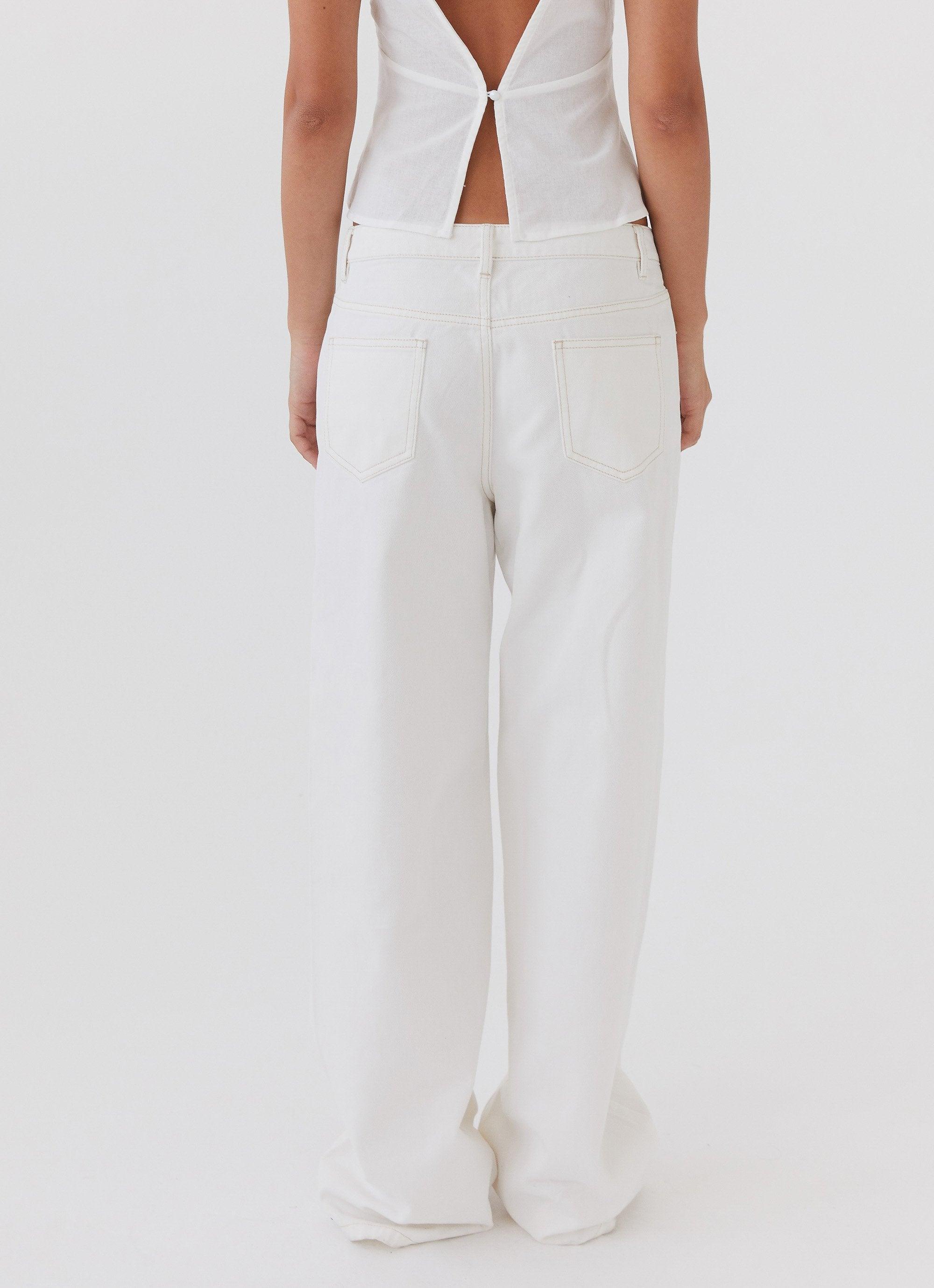 Keanna Low Rise Denim Jeans - Ivory Product Image