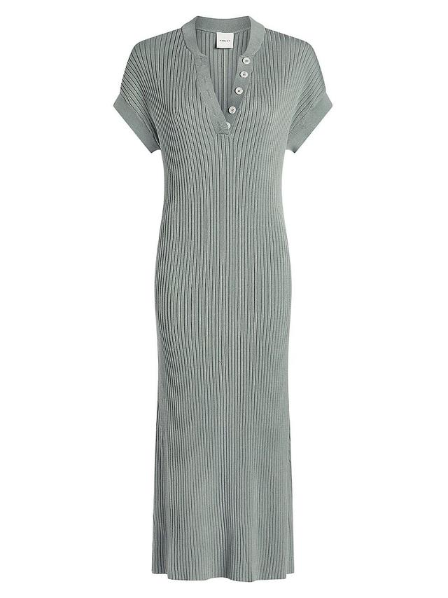 Womens Aria Ribbed Cotton Midi-Dress Product Image