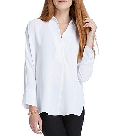 NIC  ZOE Flowing Ease Point Collar Long Sleeve Easy Top Product Image