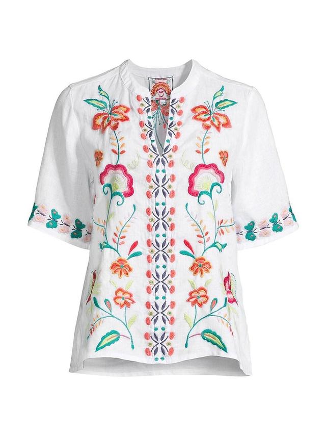 Womens Averi Embroidered Linen Top Product Image