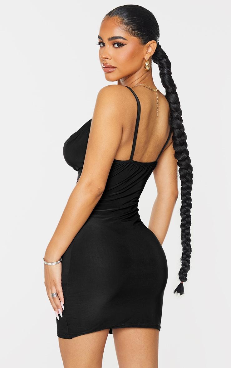 Petite Black Slinky Cowl Neck Bodycon Dress Product Image