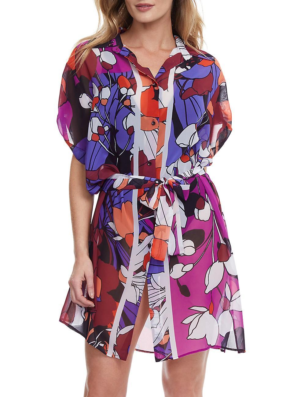 Womens Floral Minidress - Plum Multicolor - Size XL - Plum Multicolor - Size XL Product Image