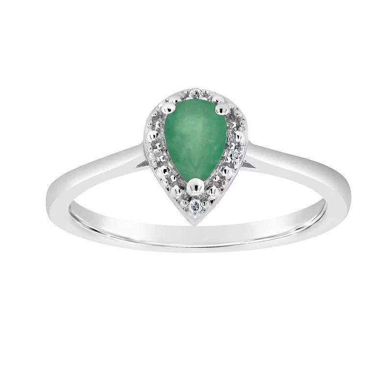 Belk & Co Sterling Silver 6X4Mm Oval Emerald Diamond Accent Halo Ring Product Image