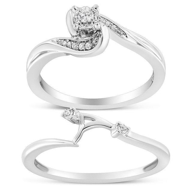 Haus of Brilliance Sterling Silver 1/10 Carat T.W. Diamond Swirl & Bypass Engagement Ring Set, Womens Product Image