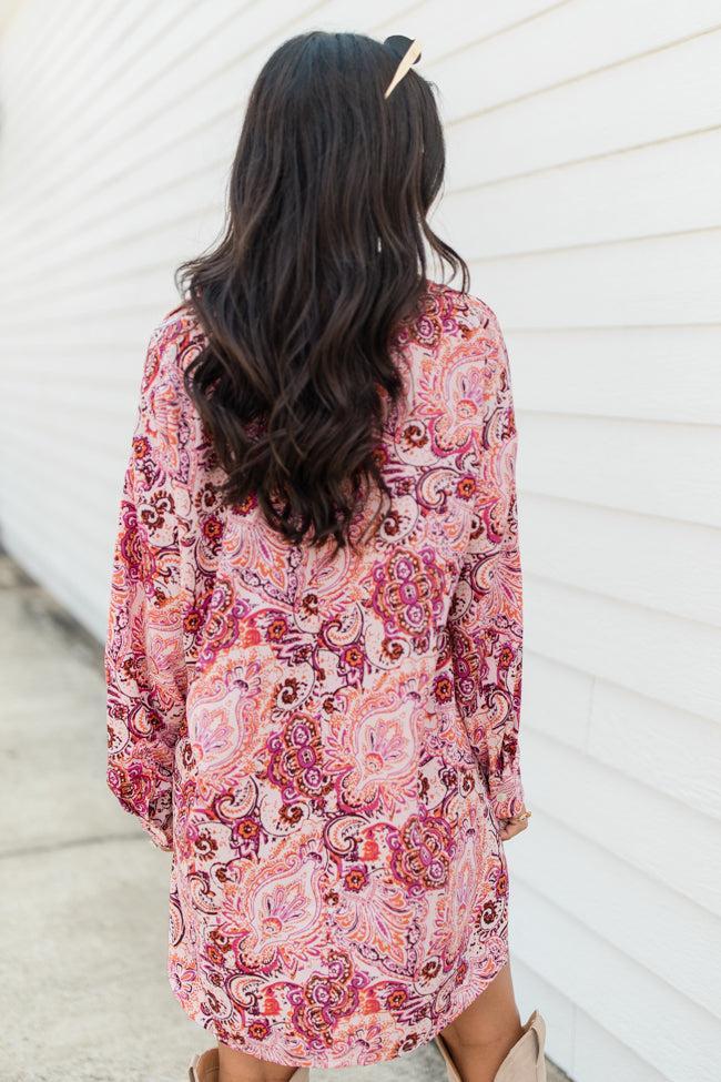 By The Way Multi Paisley Printed Shirt Dress FINAL SALE Product Image