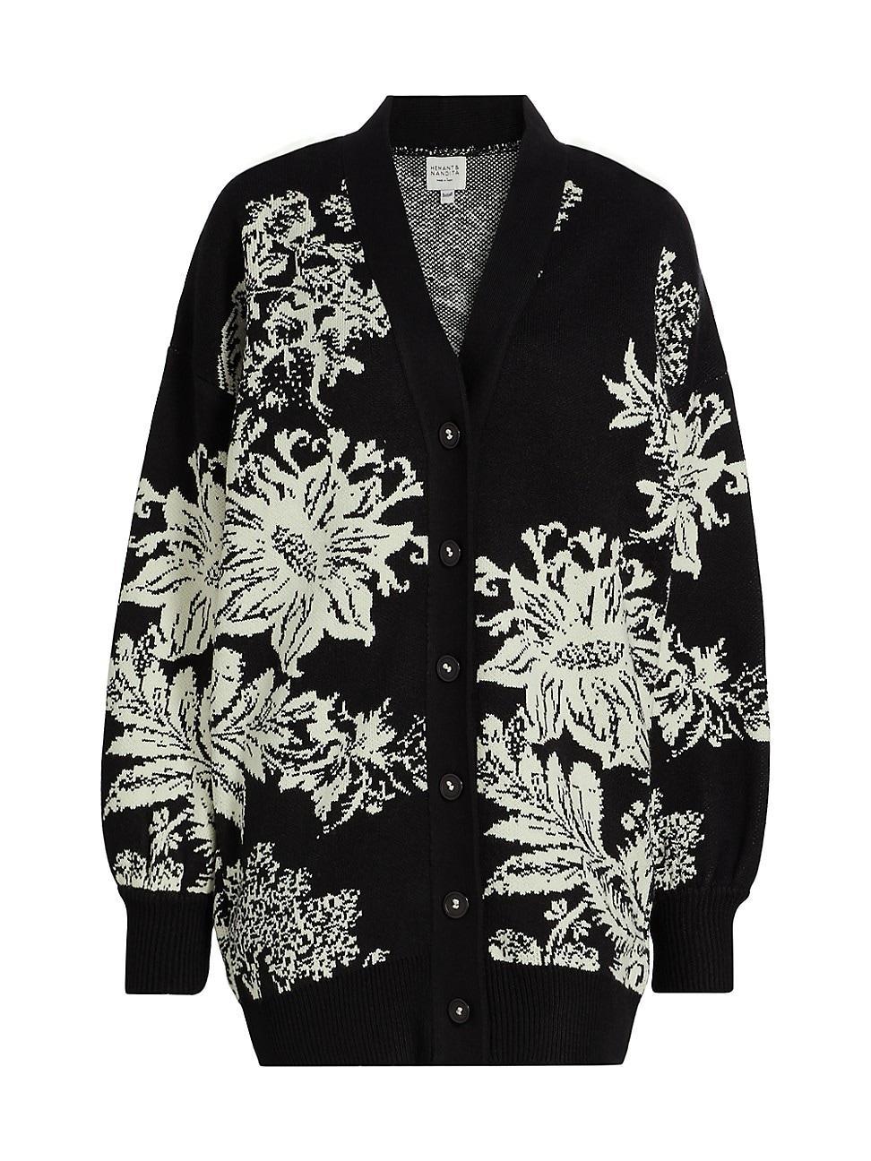 Womens Dea Floral Intarsia-Knit Cardigan Product Image