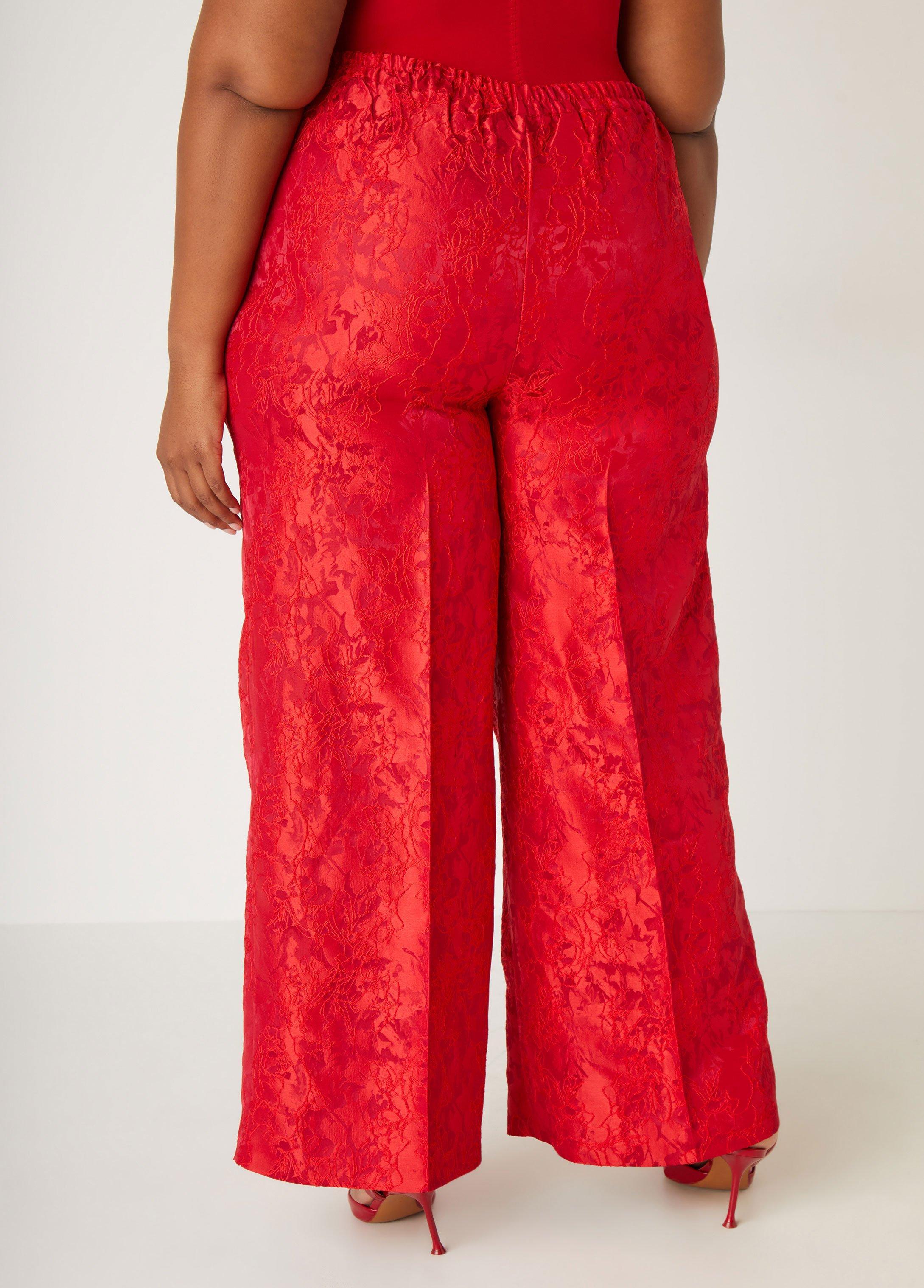 Embroidered Jacquard Wide Leg Pants Product Image