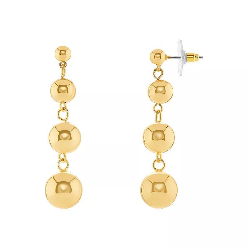 Emberly Graduated Beads Linear Drop Earrings, Womens, Yellow Gold Tone Product Image