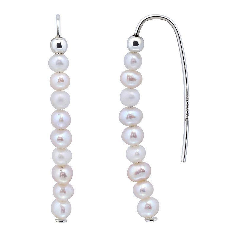 Belk & Co 3Mm Freshwater Pearl Linear Hardwire Drop Earrings, Sterling Silver, No Size Product Image