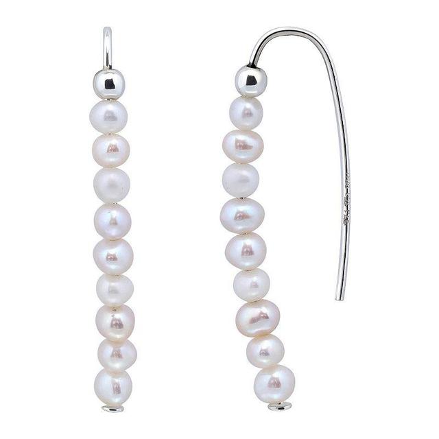 Aleure Precioso Sterling Silver Freshwater Cultured Pearl Threader Drop Earrings, Womens, Silver Tone Product Image