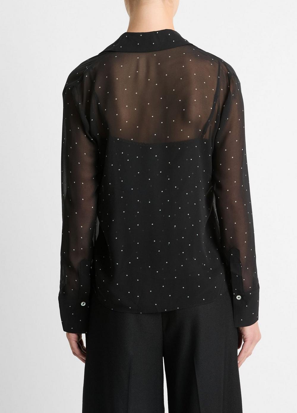 Sheer Dot-Print Silk Lined Blouse Product Image