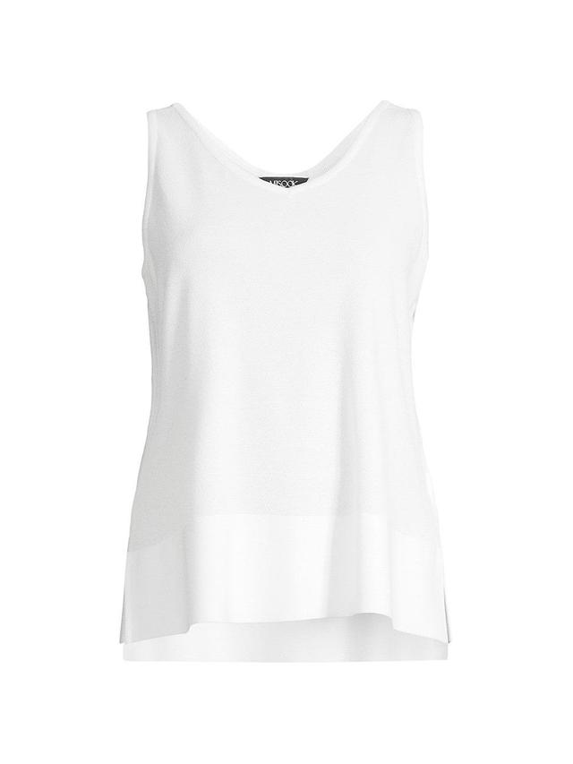 MISOOK Soft Knit Double V-Neck Sleeveless Side Slit Tank Top Product Image