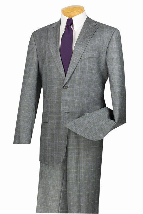 Pompey Collection - Men's Glen Plaid Dress Suit 2 Piece Regular Fit in Gray Product Image