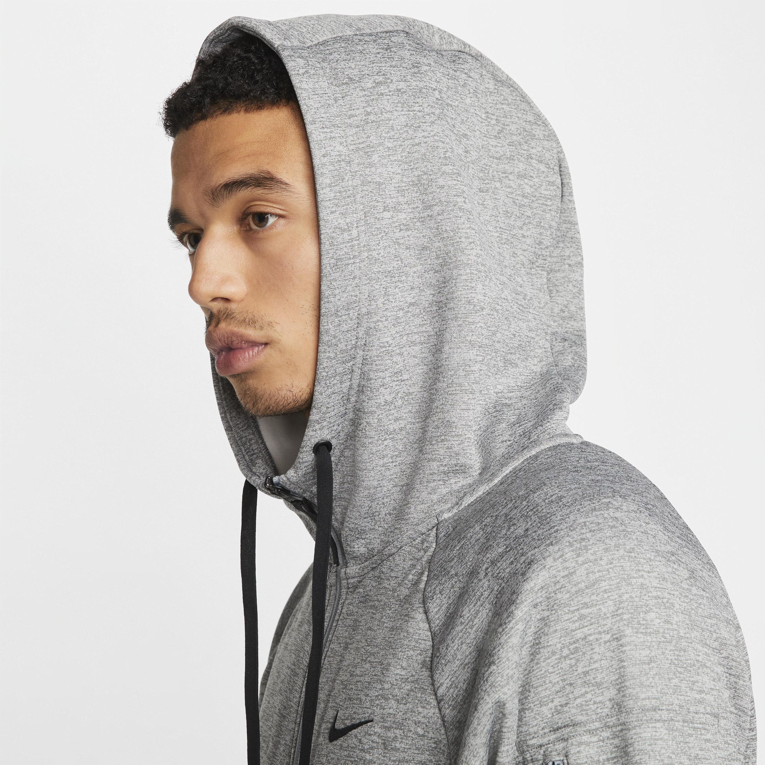 Nike Mens Nike Therma Fleece Full-Zip Hoodie - Mens Black/Particle Grey/Dark Grey Heather Product Image