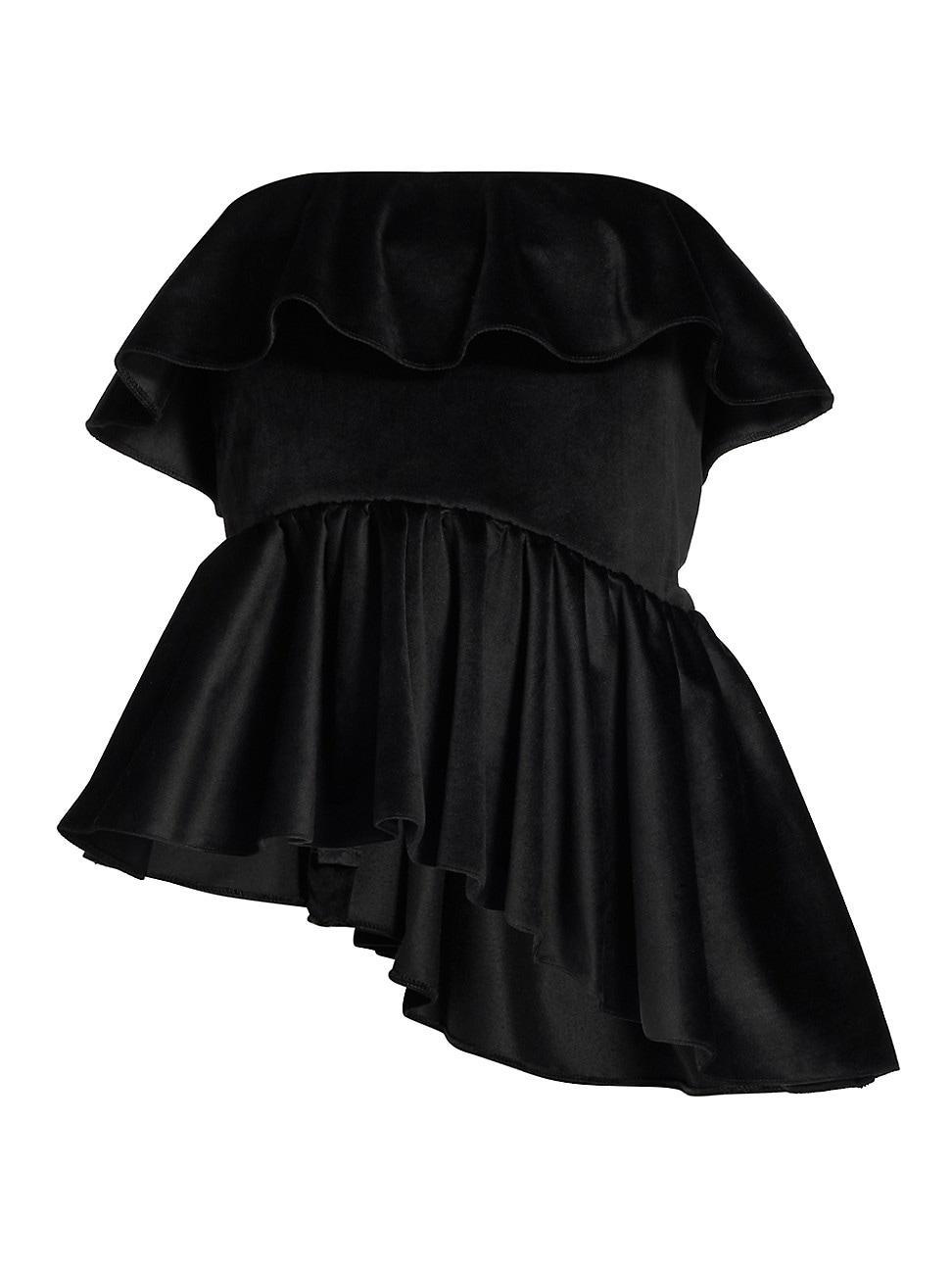 Womens Nita Satin Asymmetric Peplum Top Product Image