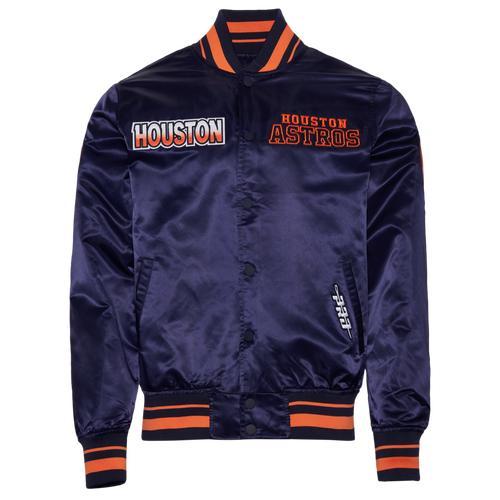 Pro Standard Mens Houston Astros Turn It Up M Rib Satin Jacket - Navy/Orange Product Image