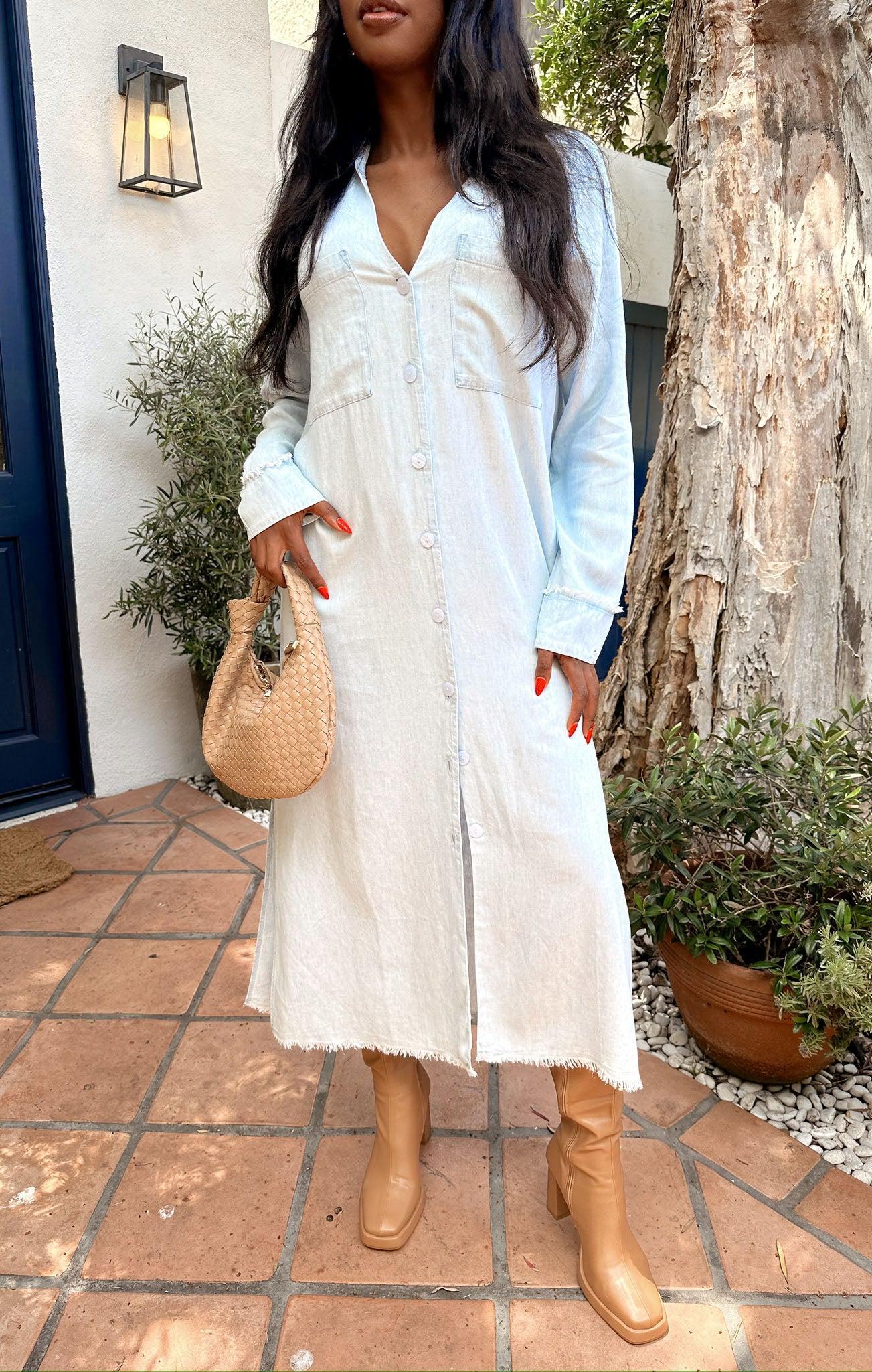 Wilmington Long Shirt Dress ~ Light Chambray Product Image