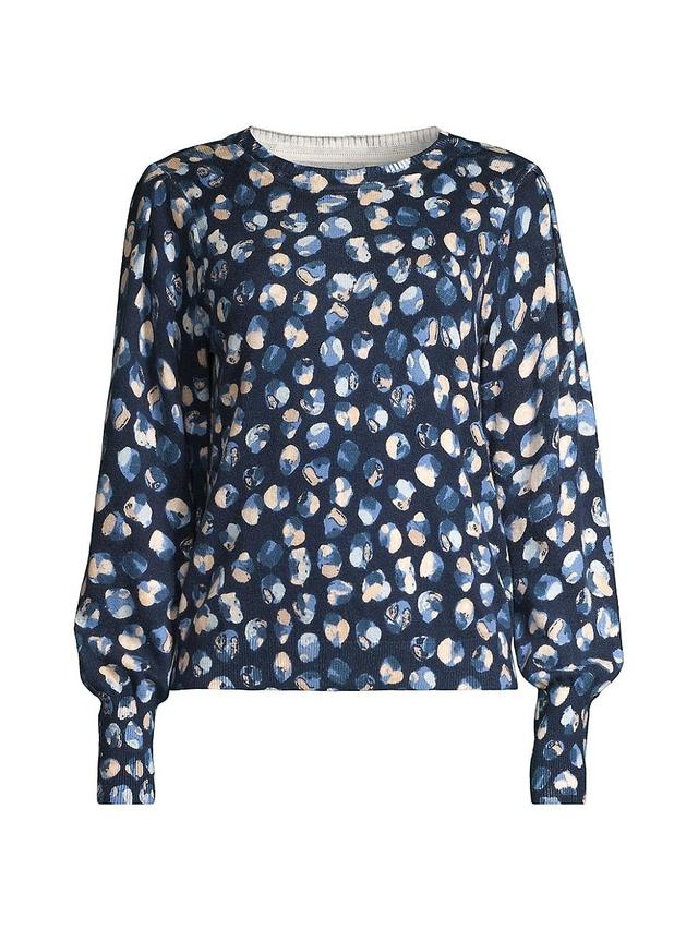 NIC+ZOE Many Moons Print Pleat Sleeve Sweater Product Image