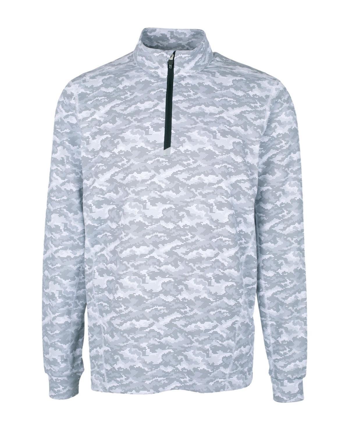 Cutter Buck Traverse Camo Print Stretch Quarter Zip Mens Big and Tall Pullover Jacket Product Image