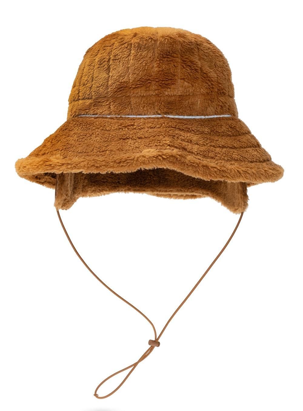 Quilted Faux-fur Bucket Hat In Dark Orange Product Image