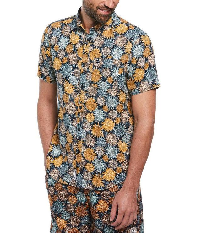 Original Penguin Linen Floral Print Short Sleeve Woven Shirt Product Image