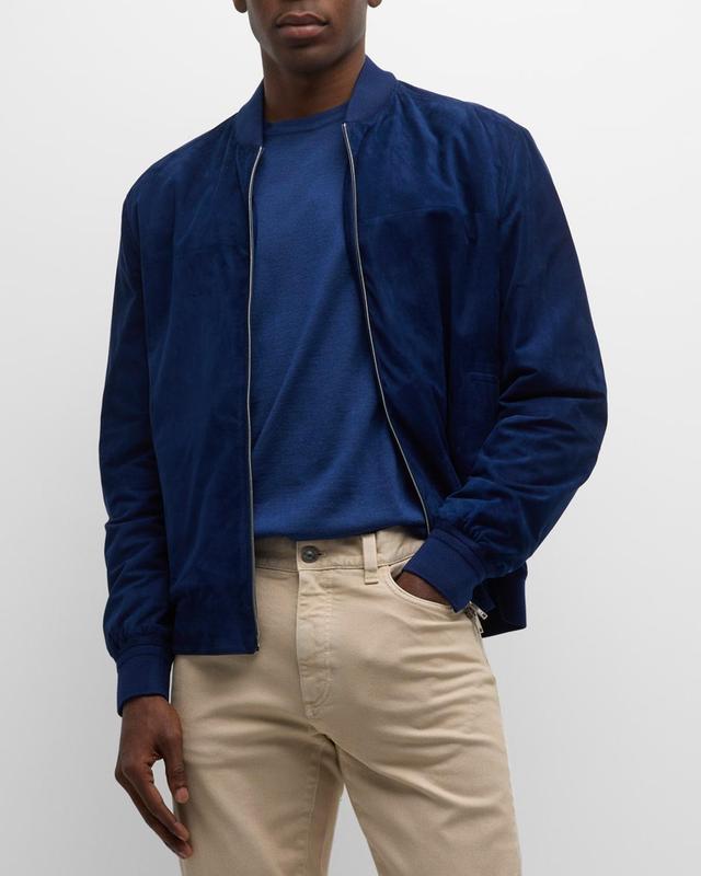 Mens Suede Full-Zip Bomber Jacket Product Image