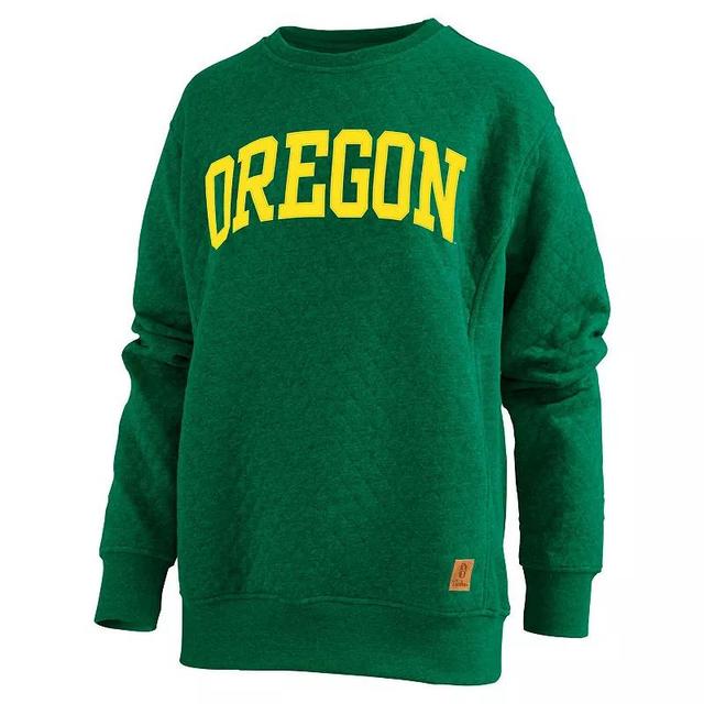 Womens Pressbox Oregon Ducks Moose Quilted Pullover Sweatshirt Product Image