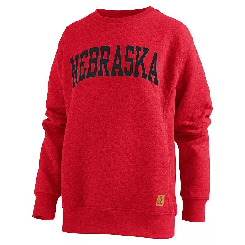 Womens Pressbox Scarlet Nebraska Huskers Moose Quilted Pullover Sweatshirt Product Image