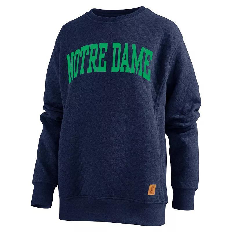 Womens Pressbox Notre Dame Fighting Irish Moose Quilted Pullover Sweatshirt Blue Product Image