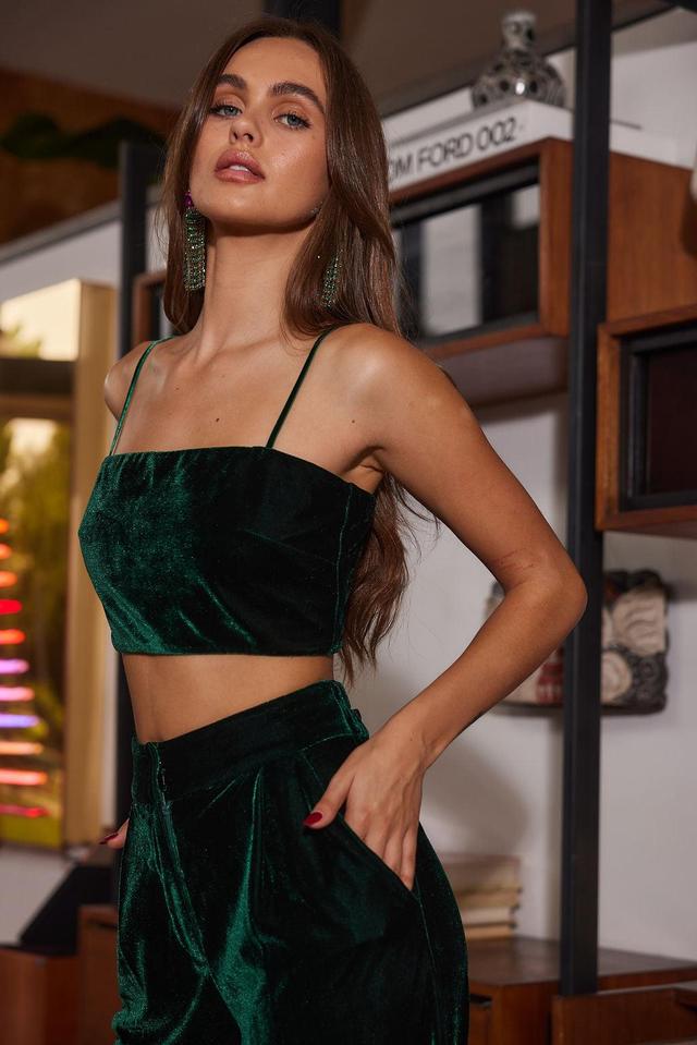 Rhea Emerald Velvet Crop Top Female Product Image