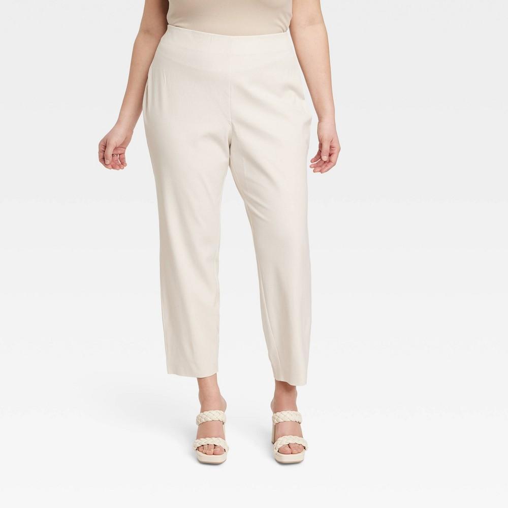 Womens High-Rise Slim Fit Ankle Pants - A New Day Cream 22 Product Image