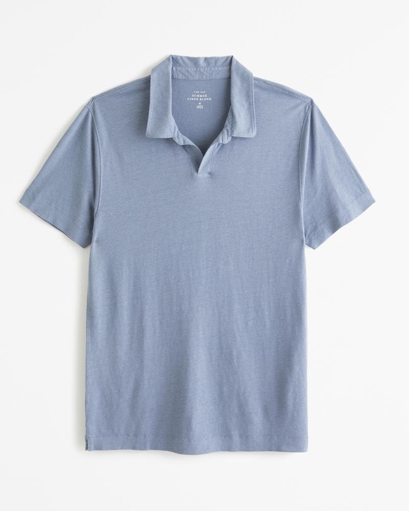 Summer Linen-Blend Johnny Collar Polo Product Image