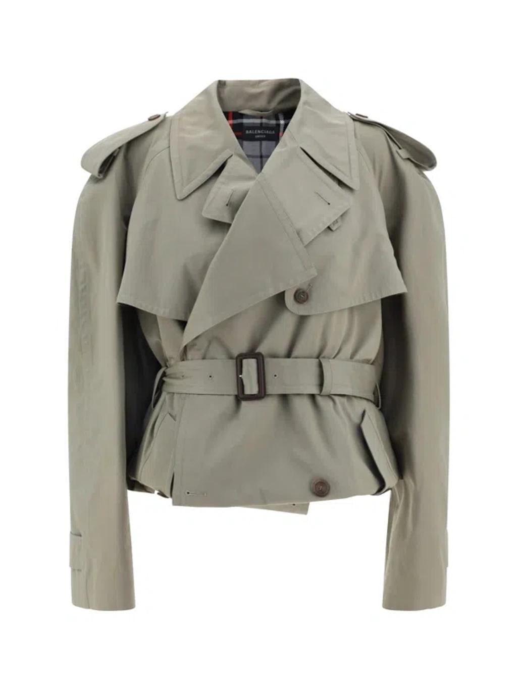 BALENCIAGA Folded Cotton Trench Coat In Sand Product Image