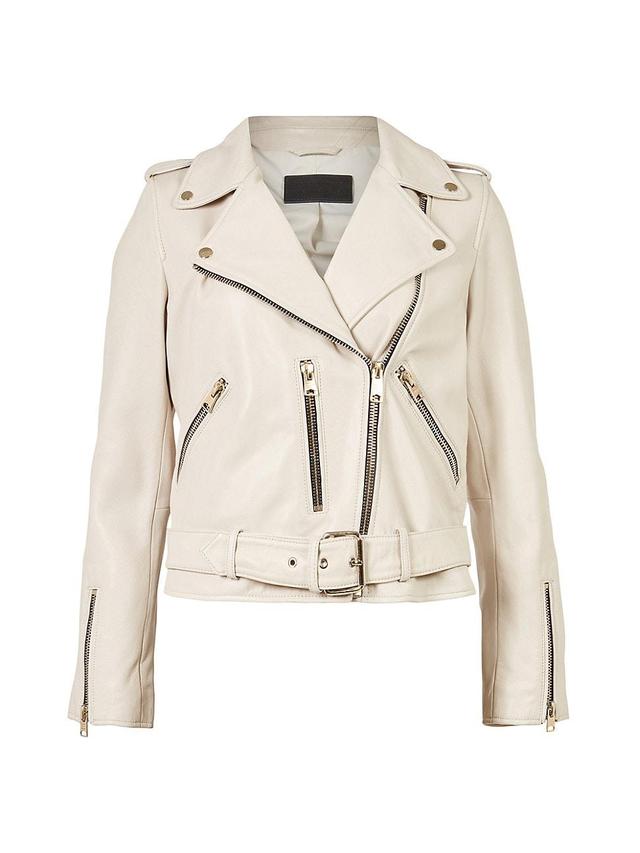 Womens Ayra Leather Biker Jacket Product Image