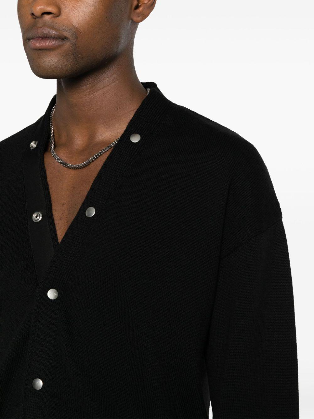 RICK OWENS Decorative Buttons Virgin-wool Cardigan In Nero Product Image