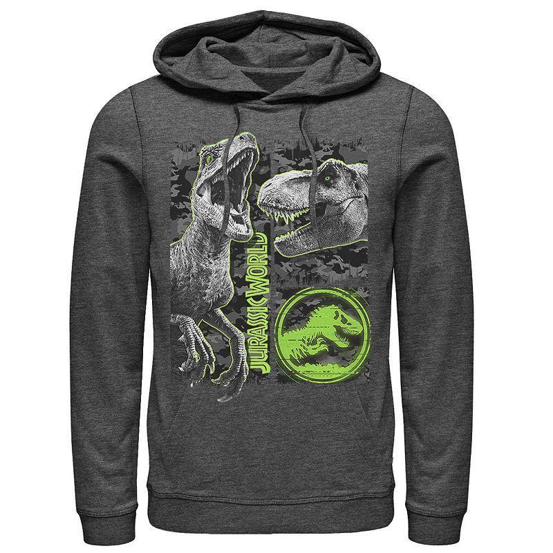 Mens Jurassic World Two Raptor T-Rex Camo Scratch Hoodie Product Image