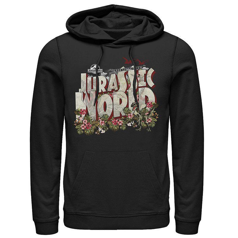 Mens Jurassic World Tropical Raptor Postcard Hoodie Product Image