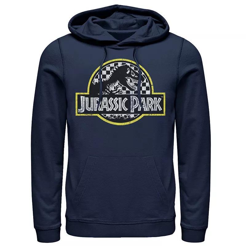 Mens Jurassic Park Checkered Classic Logo Hoodie Blue Product Image