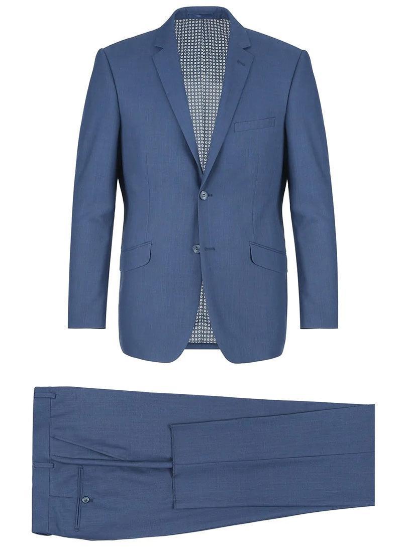 Regular Fit 2 Piece Notch Lapel 2 Button Suit In Blue Product Image