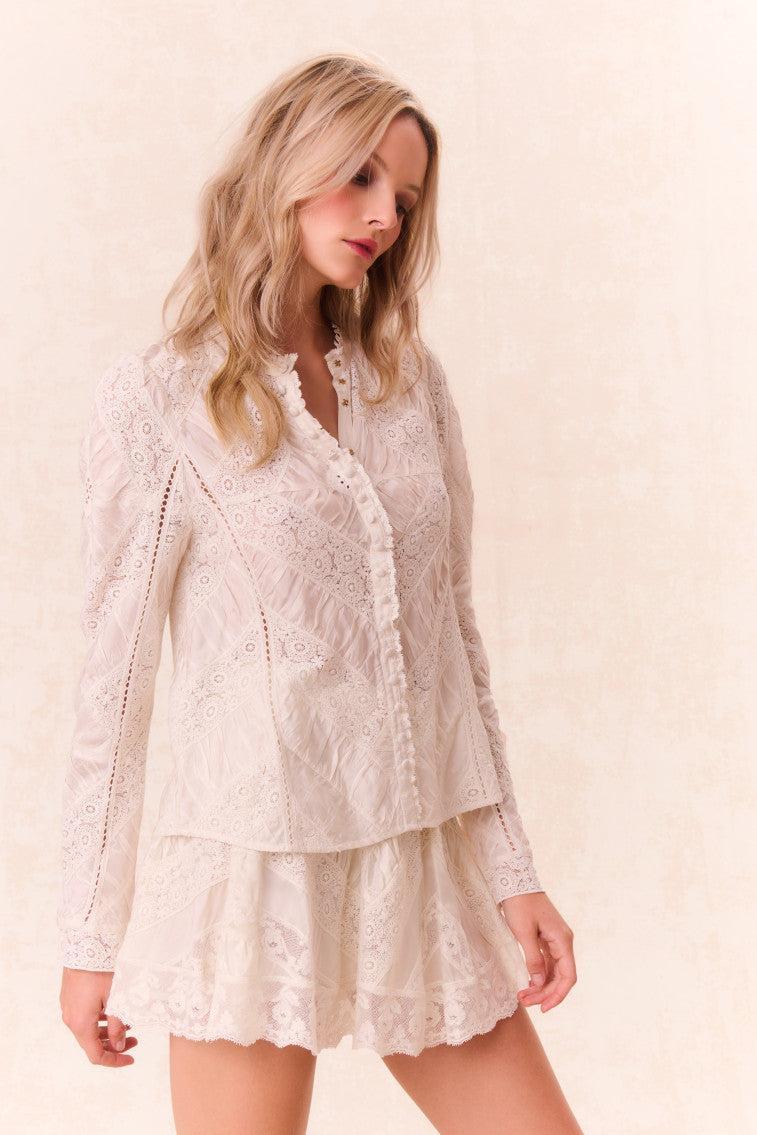 Isaline Button Down Lace Top Product Image