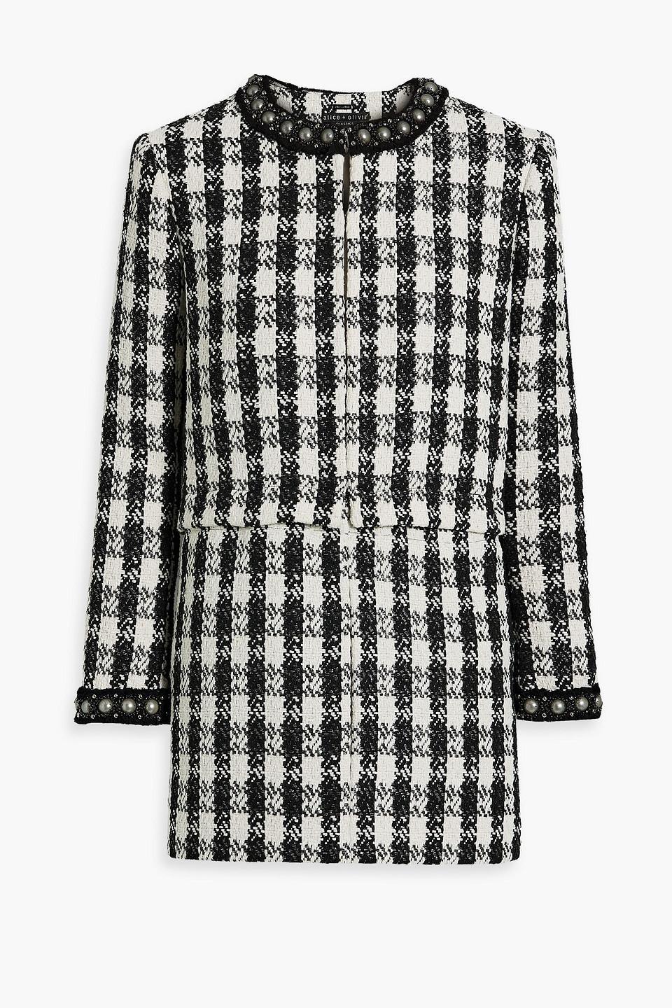 ALICE AND OLIVIA Deon Detachable-panel Jacket In Black White Product Image