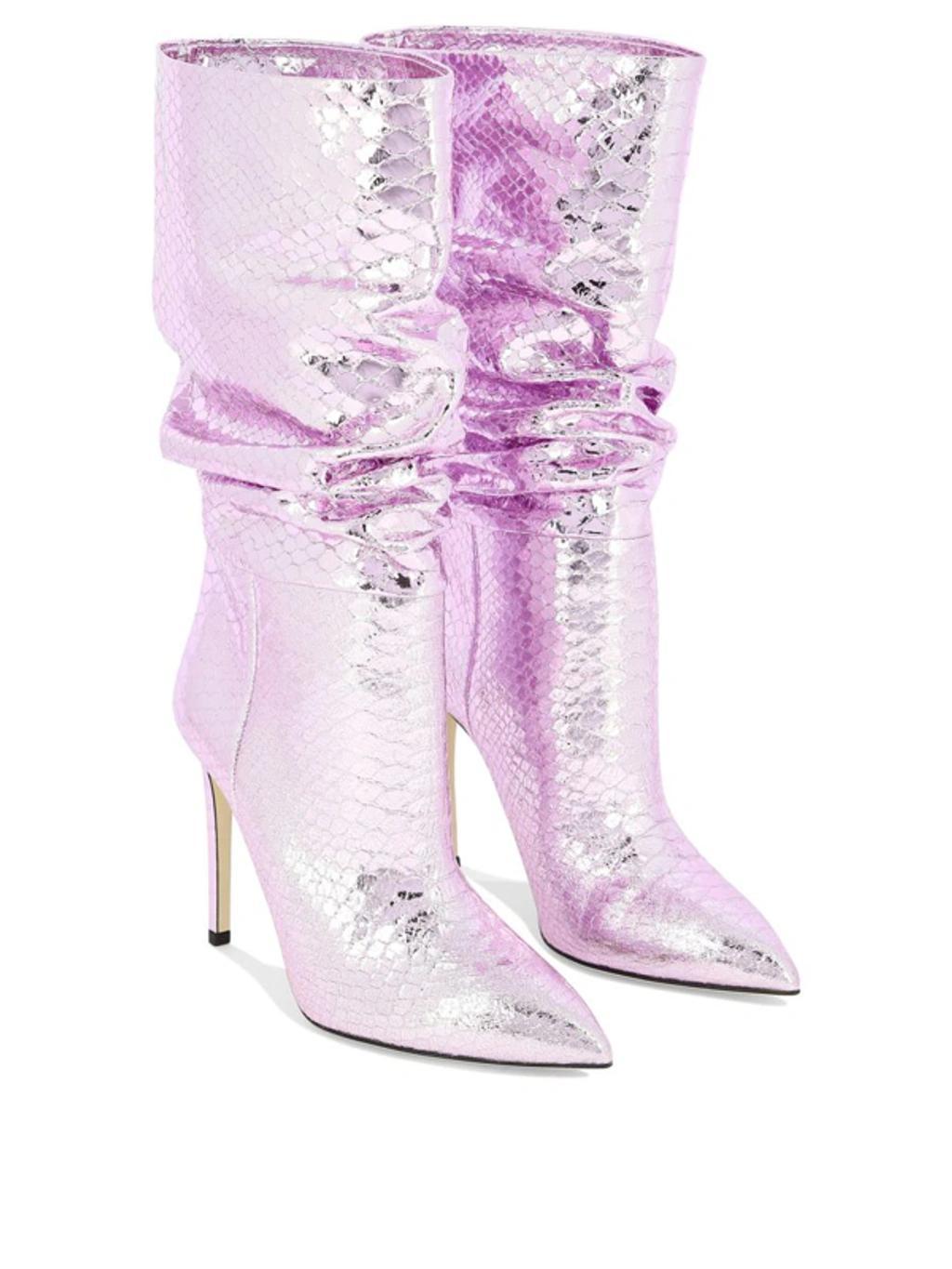 PARIS TEXAS Slouchy Python Print Ankle Boots In Pink Product Image