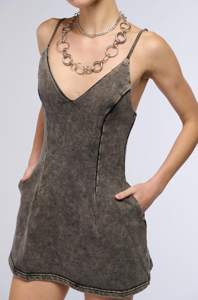 COMFY AND SNATCHED MINERAL WASHED MINI DRESS Product Image