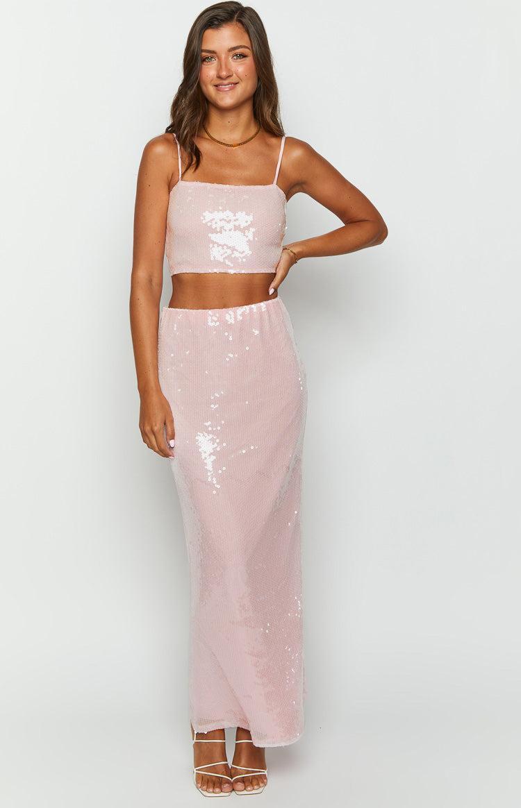 Bellah Pink Sequin Crop Top Product Image