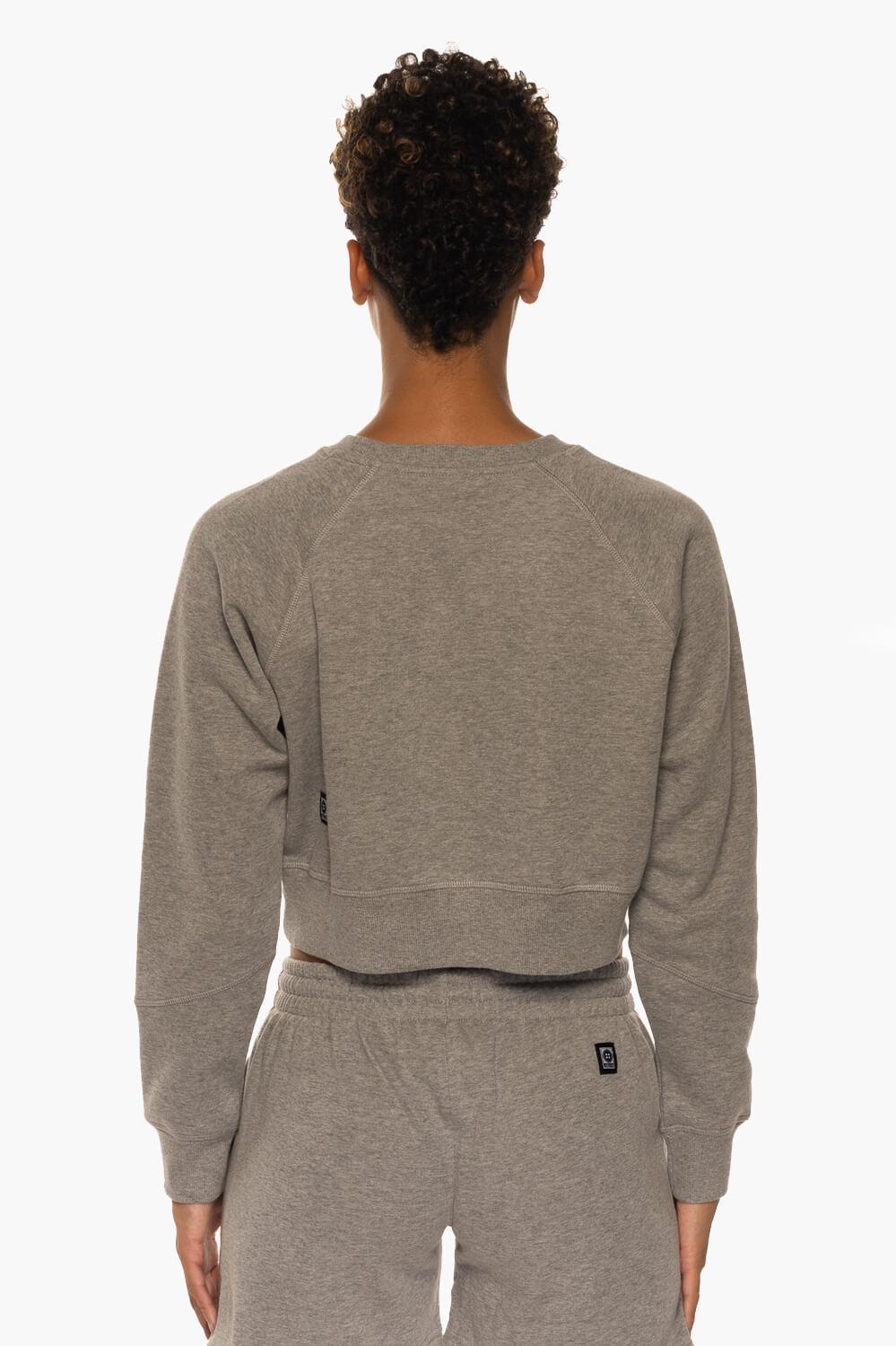 Brynn Cropped Fleece Crewneck - Heather Grey Product Image